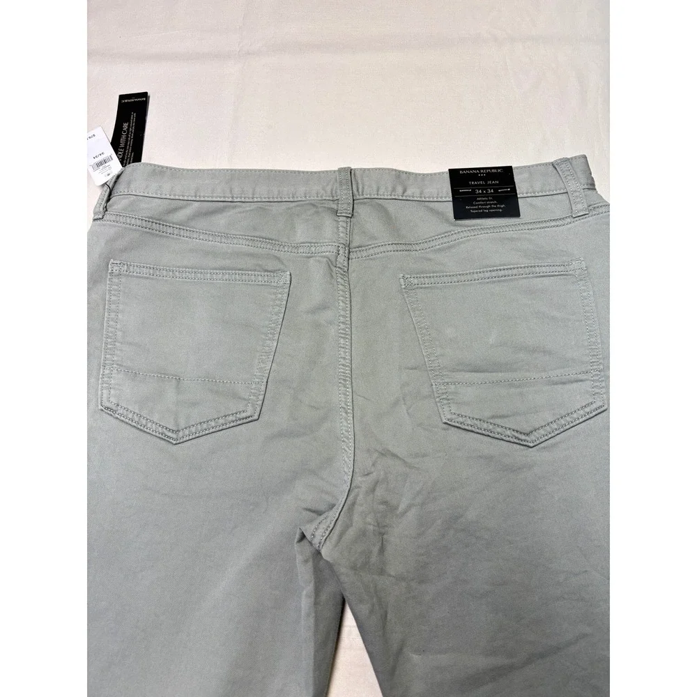 NWT Banana Republic Travel‎ Jean Mens 34x32 Athletic Fit Soft Sage Green 599223